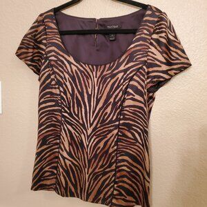 White House Black Market Silk Stretch Tiger Top